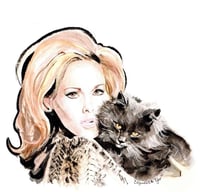 Image 2 of Ursula Andress and Cat Painting