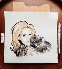 Image 1 of Ursula Andress and Cat Painting