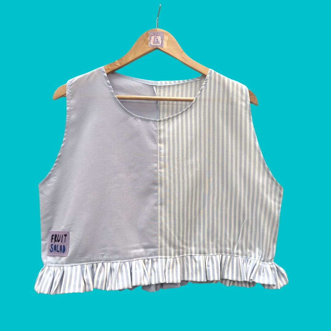 Image of Stripe Frill Crop Vest - Sustainable