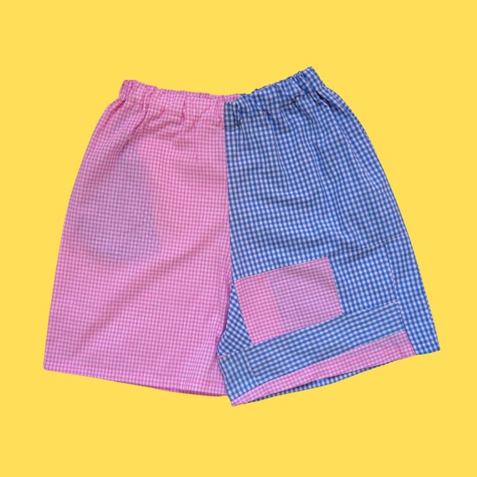 Image of Gingham Patchwork Floral Shorts - sustainable