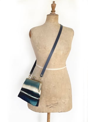 Image of Seascape, large kisslock shoulder bag with crossbody strap