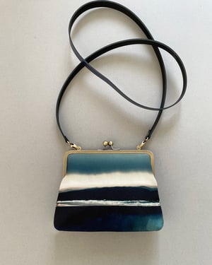 Image of Seascape, large kisslock shoulder bag with crossbody strap