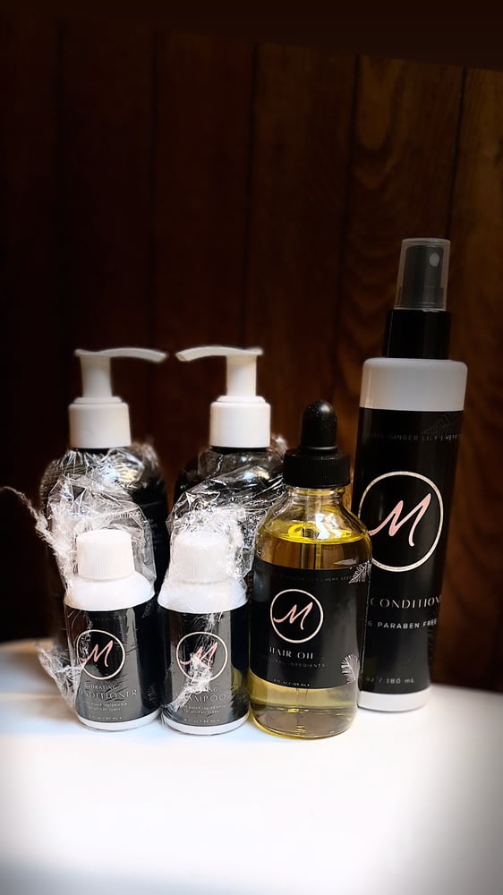 Image of Full hair kit shampoo conditioner leave-in conditioner an marvelous hair oil