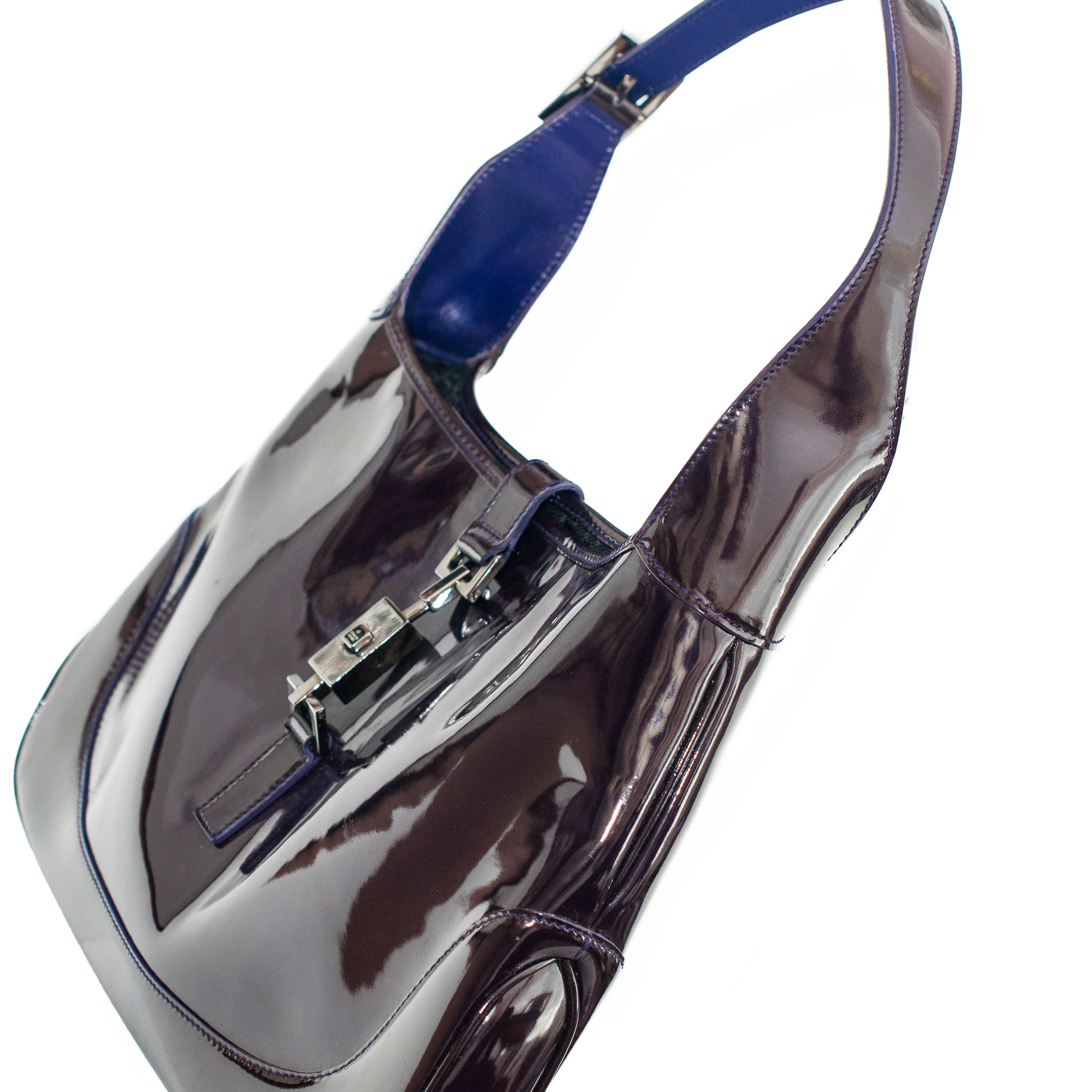 Image of Gucci Purple Patent Leather Jackie Shoulder Bag 