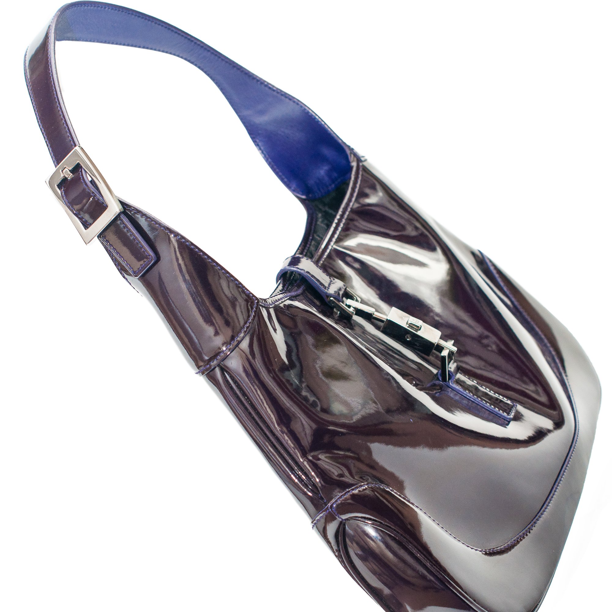 Image of Gucci Purple Patent Leather Jackie Shoulder Bag 
