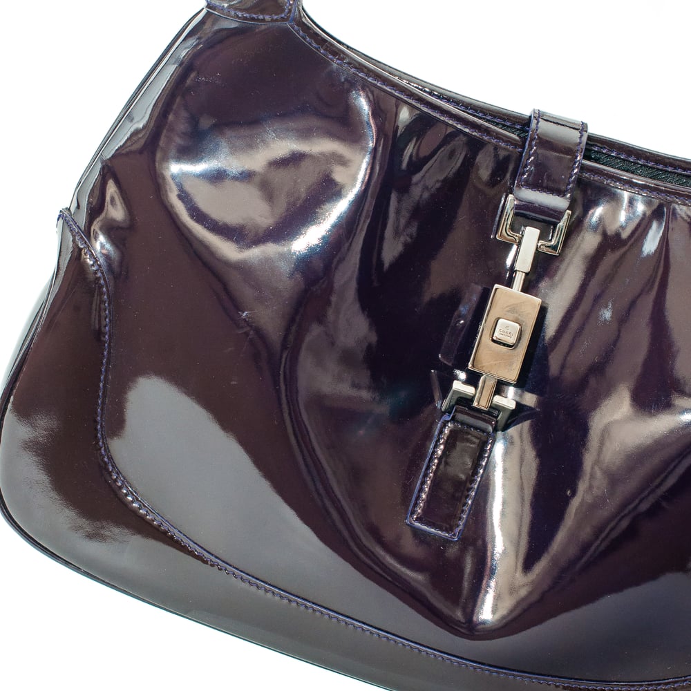 Image of Gucci Purple Patent Leather Jackie Shoulder Bag 