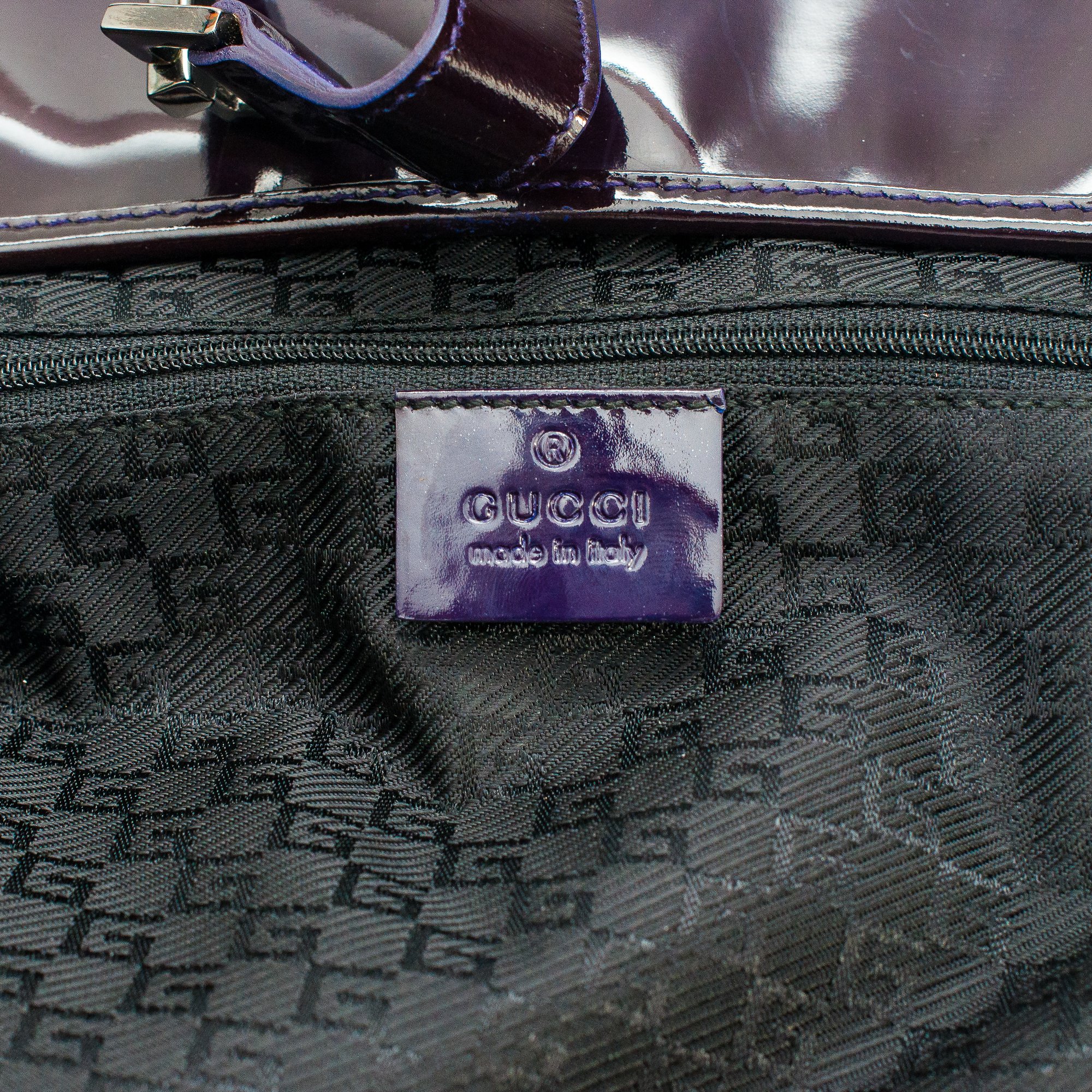 Image of Gucci Purple Patent Leather Jackie Shoulder Bag 