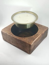 Image 4 of Wooden Round Metal Insert Candle Holder