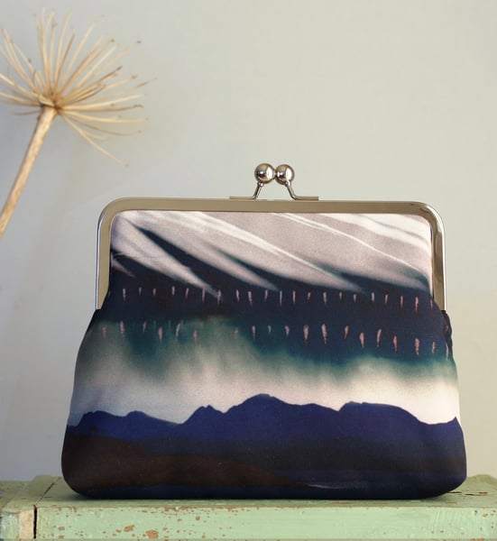 Image of Storm feather, large kisslock shoulder bag with crossbody strap