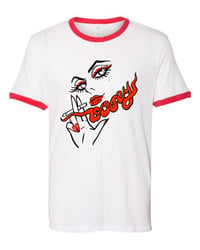 Image 1 of Smoking Woman Logo red ringer tee  **PRESALE**