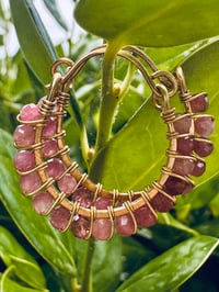 Image 1 of  ROSARA — Pink Tourmaline Swing Hoop Earrings