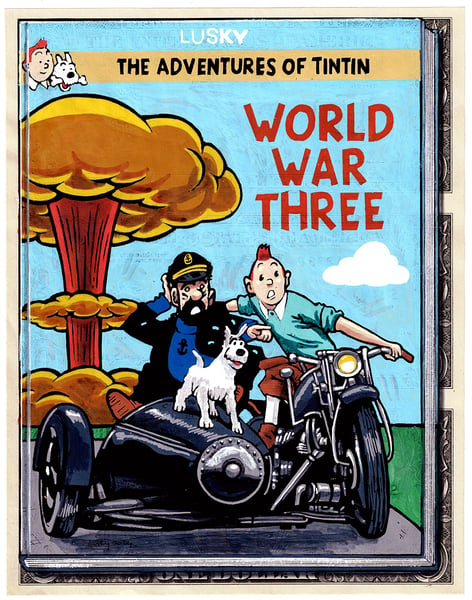 Image of Uncut Dollar Original. World War Tintin.