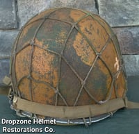 Image 8 of WWII M2 Dbale 509th PIB Front Seam Helmet & replica Airborne Hawley rayon liner. 