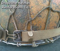 Image 11 of WWII M2 Dbale 509th PIB Front Seam Helmet & replica Airborne Hawley rayon liner. 