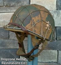 Image 1 of WWII M2 Dbale 509th PIB Front Seam Helmet & replica Airborne Hawley rayon liner. 