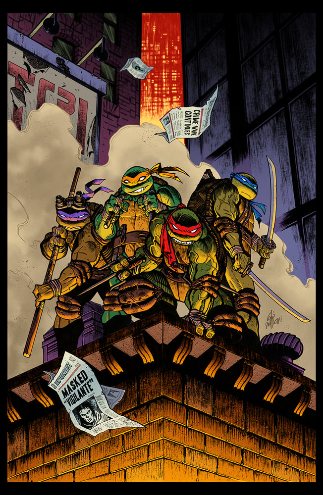 Image of TMNT ROOFTOP COLOR - ART PRINT