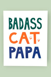 Image 2 of Badass Cat Papa Original Linocut