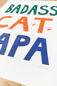 Image 3 of Badass Cat Papa Original Linocut