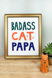 Image 1 of Badass Cat Papa Original Linocut