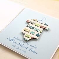 Image 1 of Handmade Baby Boy Card. Personalised Baby Card for Baby Boy. 4 Designs.