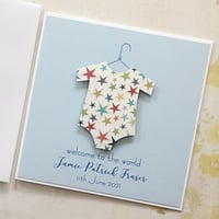 Image 3 of Handmade Baby Boy Card. Personalised Baby Card for Baby Boy. 4 Designs.