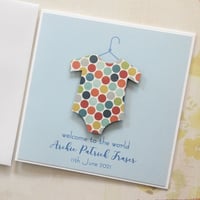 Image 2 of Personalised Baby Boy Card. Handmade Baby Boy Card. Made in Australia.