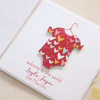 Image 1 of Handmade Baby Girl Card. Personalised Baby Card. Australia Made Baby Gift. 