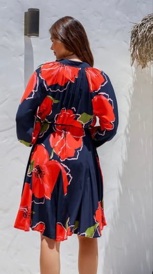 Image of Elisha Navy/Orange Floral Dress