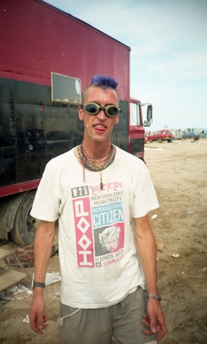 Image of ‘Cosmo, Narbonne beachnival. France’, 1997 Eclipse free festival. Hungary - SEANA GAVIN 