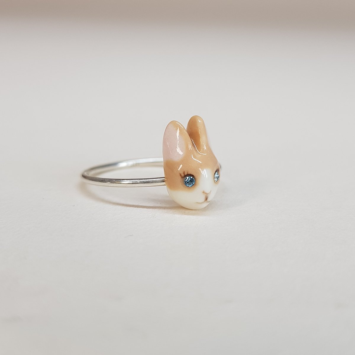 Image of Fawn Porcelain & Sterling Silver Bunny Ring