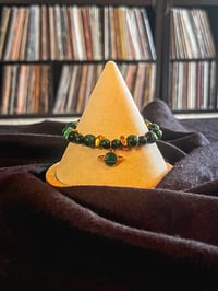 Image 1 of Green Tiger's Eye Gemstone Bracelet - Planet Charm
