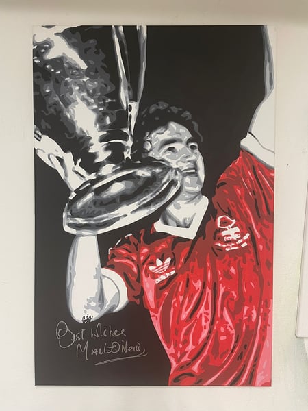 Image of MARTIN O'NEILL SIGNED NOTTINGHAM FOREST PAINTING