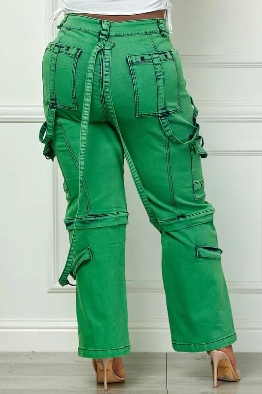 Image of 3PACK PLUS SIZE GREEN Utility Cargo Denim Pants