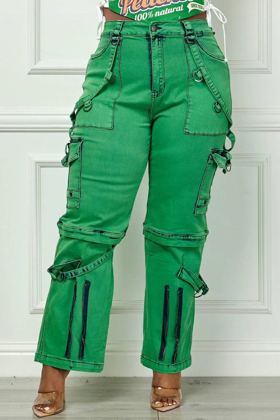 Image of 3PACK PLUS SIZE GREEN Utility Cargo Denim Pants