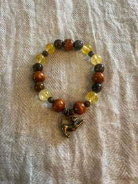 Image 2 of Gemstone Blend Bracelet - Bronze Cat Charm