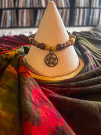 Image 1 of Gemstone Blend Bracelet - Bronze Pentagram Charm