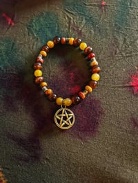 Image 2 of Gemstone Blend Bracelet - Bronze Pentagram Charm