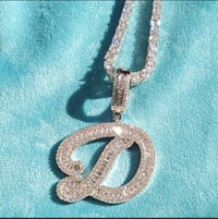 Image 1 of Initial baguette with tennis chain