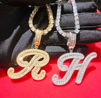 Image 3 of Initial baguette with tennis chain