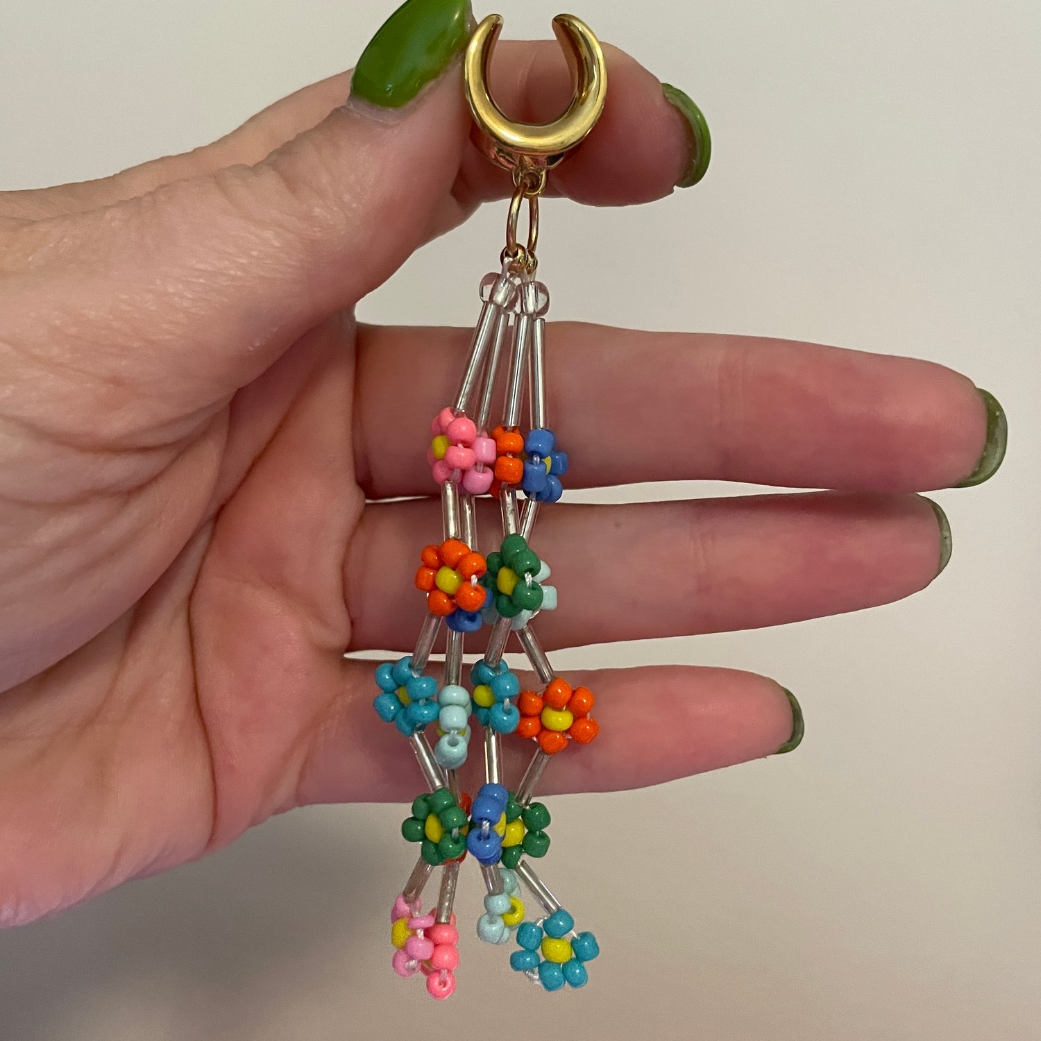 Image of Beaded Flower Tassel Saddle Dangles (sizes 2g-1 1/2)