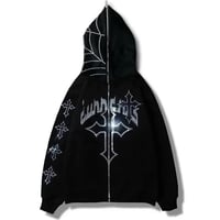 Tempest Y2K Rhinestone Spider Patter Full Zip Up Oversized Hoodie