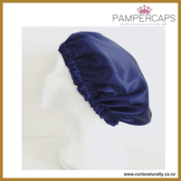 Image 1 of Pamper Caps™ NightCap Sleep Bonnet Navy/White