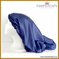 Image 3 of Pamper Caps™ NightCap Sleep Bonnet Navy/White