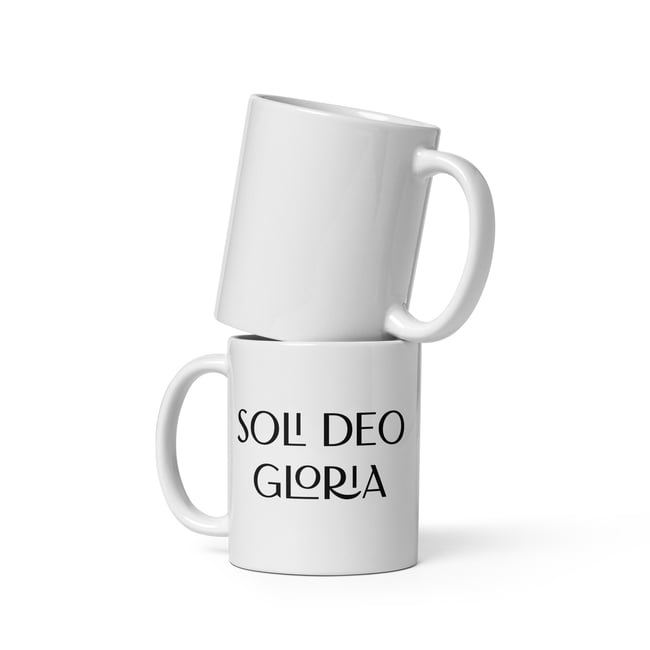 Soli Deo gloria / White Ceramic Coffee Mug