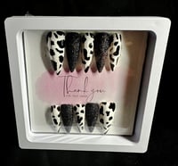 B&W Cow Print Nails