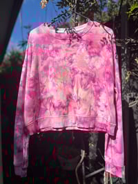 Image 1 of Pink ice dyed women’s tie dye cropped crew neck size L