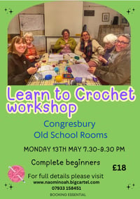 Image 1 of Congresbury learn to crochet Monday May 13th 7.30-9.30 pm