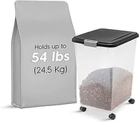 IRIS USA 54 Lbs / 69 Qt WeatherPro Airtight Pet Food Storage