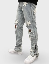 Image 2 of Snap Buttons x White Stars Jean