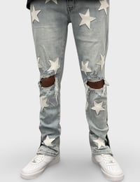 Image 1 of Snap Buttons x White Stars Jean